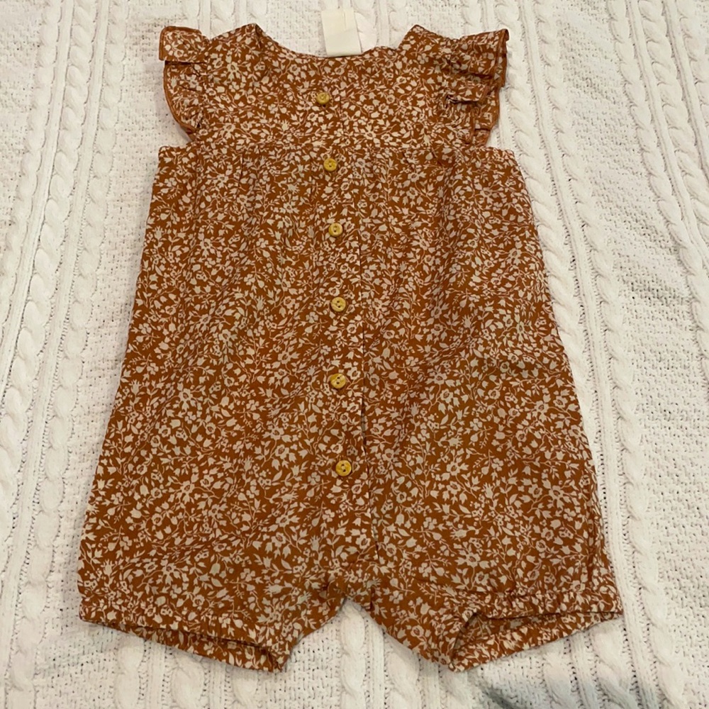 NWT H&M rust colored floral romper